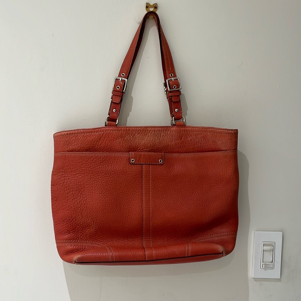 Coral Leather Coach Shoulder Bag